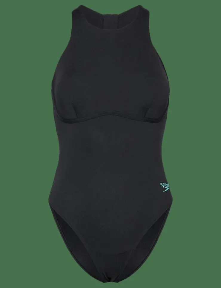 Kvinnor Speedo Badkläder|Womens Racer Zip Swimsuit with Built in Swim Bra - Baddräkter