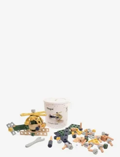 Magni Toys Wooden construction set in bucket - Byggsats|Barn Klossar & Byggsatser