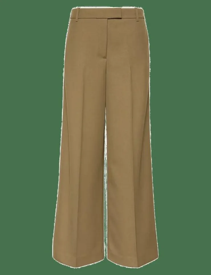 Kvinnor Calvin Klein Byxor|Wool Gaberdine Wide Leg Trouser - Vida byxor