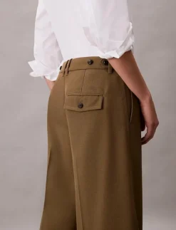 Kvinnor Calvin Klein Byxor|Wool Gaberdine Wide Leg Trouser - Vida byxor