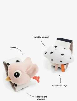Done by Deer Wrist rattle set 2-pack Happy clouds - Interaktiva leksaker|Barn Babyleksaker|Babyleksaker