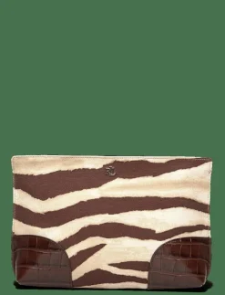 Kvinnor Lauren Ralph Lauren Kuvertväskor|Handväskor|Zebra-Print Canvas & Leather Large Pouch - Handväskor